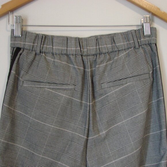 Zara Gray Glen Plaid Check Trouser Pants Side Stripe Ankle Cropped Size Small - Picture 12 of 15